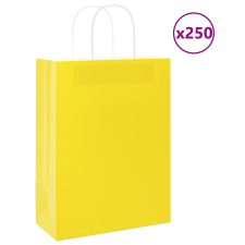 vidaXL 250 db sárga papírzacskók fogantyúkkal 26x12x35 cm ajándéktasak