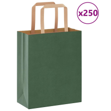 vidaXL 250 db zöld kraft papírzacskók fogantyúkkal 18x8x22 cm ajándéktasak