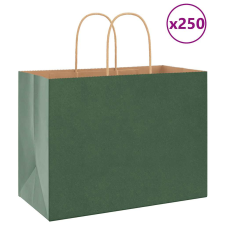 vidaXL 250 db zöld kraft papírzacskók fogantyúkkal 32x17x25 cm ajándéktasak