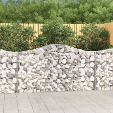 vidaXL 25 db íves horganyzott vas gabion kosár 200x30x100/120 cm kerti dekoráció