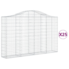vidaXL 25 db íves horganyzott vas gabion kosár 200x30x120/140 cm (3145467) kerti tárolás