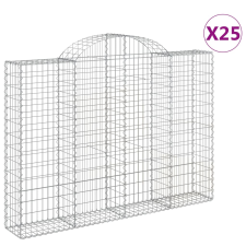 vidaXL 25 db íves horganyzott vas gabion kosár 200x30x140/160 cm kerti tárolás
