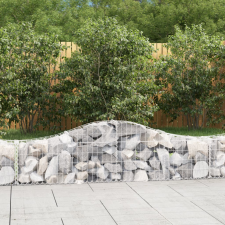vidaXL 25 db íves horganyzott vas gabion kosár 200x30x40/60 cm kerti dekoráció
