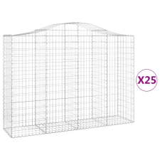 vidaXL 25 db íves horganyzott vas gabion kosár 200x50x140/160 cm (3145698) kerti tárolás
