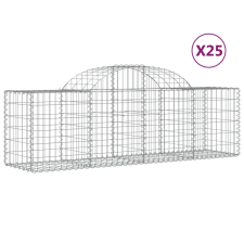 vidaXL 25 db íves horganyzott vas gabion kosár 200x50x60/80 cm (3146294) kerti tárolás