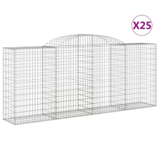 vidaXL 25 db íves horganyzott vas gabion kosár 300x50x120/140 cm (3146734) kerti tárolás