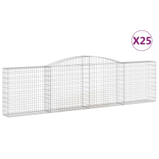 vidaXL 25 db íves horganyzott vas gabion kosár 400x30x100/120 cm (3146877) kerti tárolás