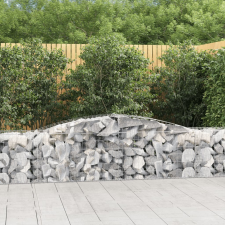 vidaXL 25 db íves horganyzott vas gabion kosár 400x50x60/80 cm kerti dekoráció