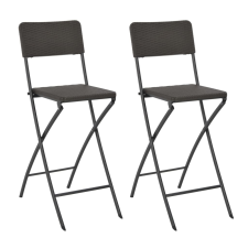 vidaXL 2 barna rattan küllemű HDPE összecsukható bárszék 45x63x114 cm kerti bútor