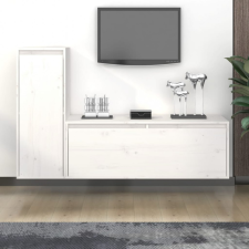 vidaXL 2 darab fehér tömör fenyőfa TV-szekrény bútor