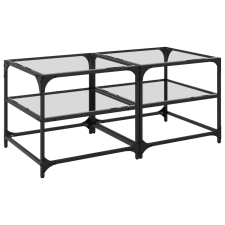 vidaXL 2 db acél dohányzóasztal átlátszó üveglappal 50 x 50 x 45 cm bútor