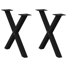 vidaXL 2 db acél fekete dohányzóasztal lábak X-alakú 38x(42-43) cm bútor