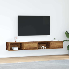 vidaXL 2 db antik fa szerelt fa fali TV-szekrény 100x31x25,5 cm bútor