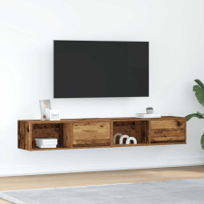 vidaXL 2 db antik fa szerelt fa fali TV-szekrény 80x31x25,5 cm bútor