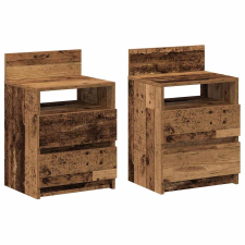 vidaXL 2 db antik fa színű éjjeliszekrény 2 fiókkal 40x33x60 cm (858575) bútor