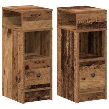 vidaXL 2 db antik fa színű éjjeliszekrény fiókkal 25x31x66 cm (858629) bútor