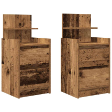 vidaXL 2 db antik fa színű éjjeliszekrények 2 fiókkal 38x34x80 cm (861370) bútor