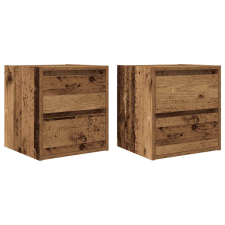 vidaXL 2 db antik fa színű falra szerelhető éjjeliszekrény 38x34x40 cm (861262) bútor