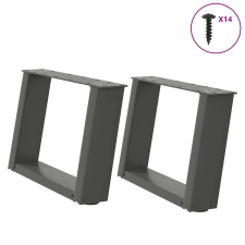 vidaXL 2 db antracit acél dohányzóasztal lábak U-alakú 50x(30-31) cm bútor