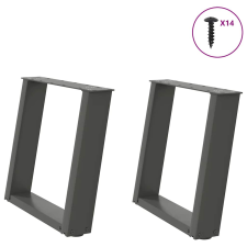 vidaXL 2 db antracit acél dohányzóasztal lábak U-alakú 50x(42-43) cm bútor