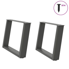 vidaXL 2 db antracit acél dohányzóasztal lábak U-alakú 70x(42-43) cm bútor