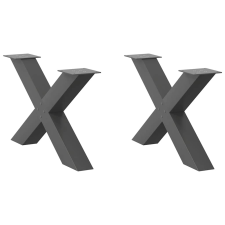 vidaXL 2 db antracit acél dohányzóasztal lábak X-alakú 70x(42-43) cm bútor