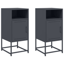 vidaXL 2 db antracitszürke acél éjjeliszekrény 36 x 39 x 78 cm (846571) bútor