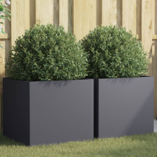vidaXL 2 db antracitszürke hengerelt acél növénytartó 49 x 47 x 46 cm kerti tárolás