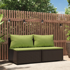 vidaXL 2 db barna polyrattan kerti középső kanapé párnával kerti bútor