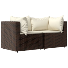 vidaXL 2 db barna polyrattan kerti sarokkanapé párnákkal (319746) kerti bútor