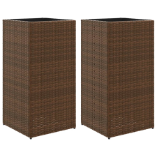 vidaXL 2 db barna polyrattan kerti ültetőláda 40x40x80 cm (3210520) kerti tárolás