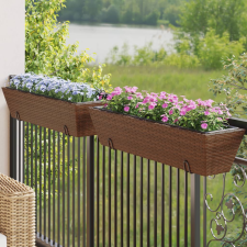 vidaXL 2 db barna polyrattan növénytartó horoggal kerti tárolás