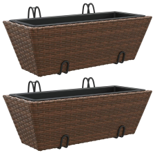 vidaXL 2 db barna polyrattan növénytartó horoggal (366399) kerti tárolás