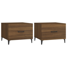 vidaXL 2 db barna tölgy színű dohányzóasztal fém lábakkal 50x50x40 cm (817542) bútor