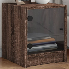 vidaXL 2 db barna tölgy színű éjjeliszekrény üvegajtókkal 35x37x42 cm bútor