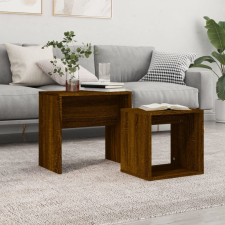 vidaXL 2 db barna tölgy színű szerelt fa rakásolható dohányzóasztal bútor