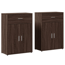 vidaXL 2 db barna tölgy színű szerelt fa tálalószekrény 60x30x84 cm (3276601) bútor