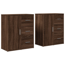 vidaXL 2 db barna tölgy színű szerelt fa tálalószekrény 60x31x70 cm (3276559) bútor
