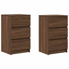 vidaXL 2 db barna tölgyfa éjjeliszekrények 3 fiókkal 39x35x65 cm (861350) bútor