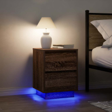 vidaXL 2 db barna tölgyfa éjjeliszekrények LED világítással 38x34x50cm bútor