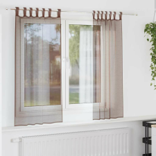 vidaXL 2 db barna voile függönyök rúd zsebekkel lakástextília