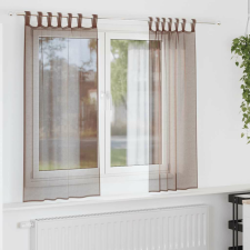 vidaXL 2 db barna voile függönyök rúd zsebekkel lakástextília