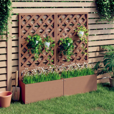 vidaXL 2 db barna WPC rácsos ültetőláda 65 x 33 x 135 cm kerti dekoráció