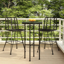 vidaXL 2 db bárszék fekete polietilén rattan és acél 45x56x103,5 cm kerti bútor