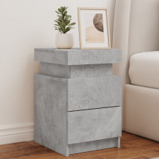 vidaXL 2 db betonszürke éjjeliszekrény LED-világítással 35x39x55 cm bútor