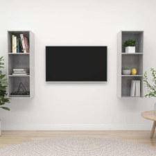 vidaXL 2 db betonszürke forgácslap falra szerelhető TV-szekrény bútor
