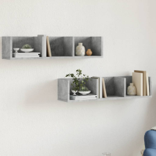vidaXL 2 db betonszürke szerelt fa faliszekrény 75x18x16,5 cm bútor
