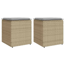 vidaXL 2 db bézs polyrattan kerti szék párnával 40x40x43 cm kerti bútor