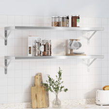 vidaXL 2 db ezüstszínű rozsdamentes acél fali polc 100 x 30 cm bútor