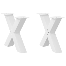 vidaXL 2 db fehér acél dohányzóasztal lábak X-alakú 50x(42-43) cm bútor